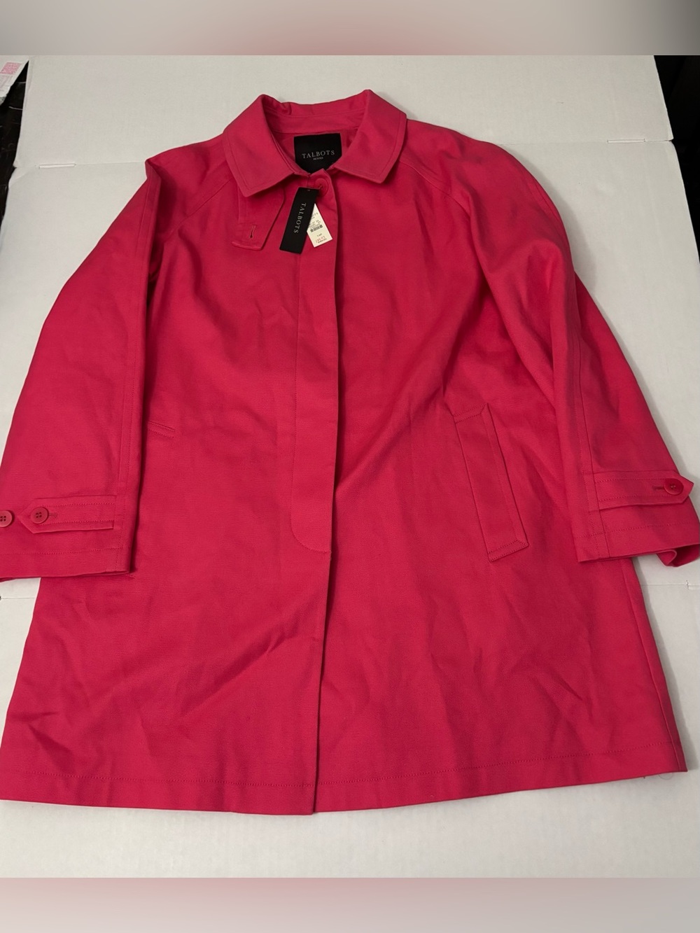 Talbots pink Cotton trench Coat Size 14P